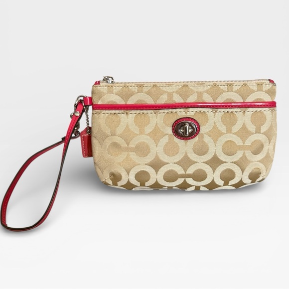 Coach Handbags - Coach Madison OP Art Leather Trim w/ Turn Lock Front Pocket Medium Size Wristlet
